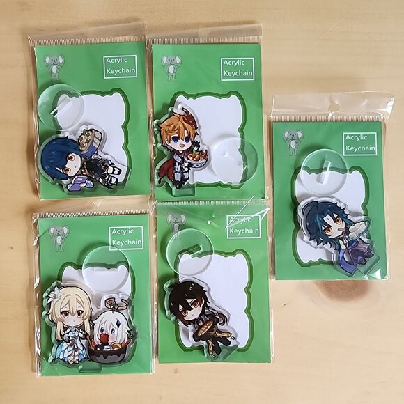 Fan Art Genshin Impact Characters Acrylic Stands Set Of 5 Childe Zhongli Xiao - Picture 1 of 11